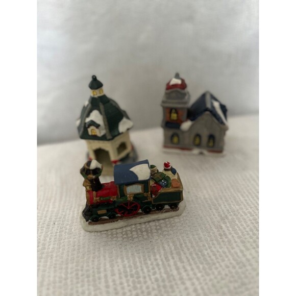 Ceramic Christmas Village, Train, Gazebo and Church, 3" to 5" tall - Picture 5 of 5
